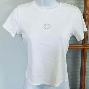 Peace Sign Cut Out Crop Top NWT